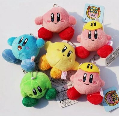 6 Kirby Bunt gemischt Stofftiere Plüsch Plush Figuren Anhänger 7 cm