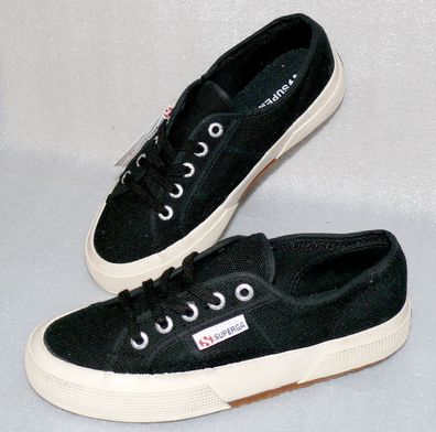 Superga 2750 COTU Classic Canvas Schuhe Freizeit Sneaker 36 UK3,5 Schwarz Creme