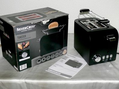 SC STS850E1 Designer Toaster Doppelschlitz 850W 7 Stufen Auftau Metall Schwarz
