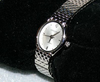 Long Time Elegante Damen Armbanduhr Zugband armband Edelstahl Silber 1763689