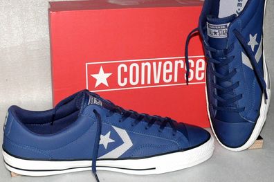 Converse 161597C STAR PLAYER OX Echt Leder Schuhe Sneaker Boots 49 Navy Wolf Gre