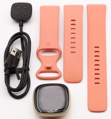 Fitbit Versa 3 Aktivitäts-Tracker pink clay (mit GPS, kontinuierlicher Pulsmesser)