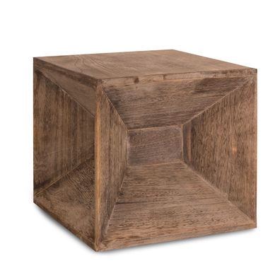 Hocker Beistelltisch Holz Würfel Nachttisch Braun Cube Couchtisch Ablage