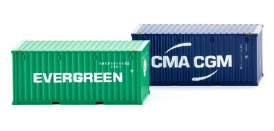 Wiking Zubehör 001814 - 20 Fuß Container (NG) Evergreen & CMA-CGM. 1:87