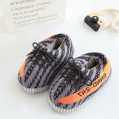 Herren Damen Schuhe Plüsch Hausschuhe Warm Slippers Grau Größe35-43