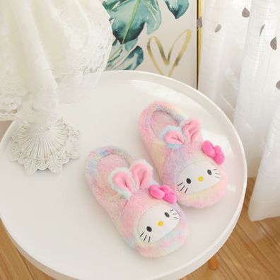 Damen Süße Hello Kitty Plüsch Hausschuhe Warm Huase Slippers Kitty Größe36-39