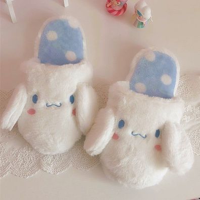 Damen Cinnamoroll Plüsch Hausschuhe Rutschfest Hause Slippers Weiß Größe36-38