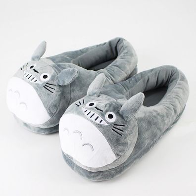 Herren Damen Anime MY Neighbour TOTORO Plüsch Hausschuhe Slippers Grau 28cm