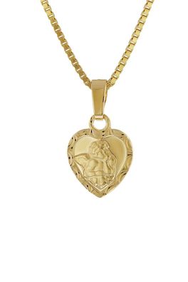 trendor Schmuck Engel-Anhänger Gold 333 + vergoldete Silber-Halskette für Kinder 411