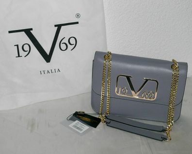 Versace VI20AI0027 BORSA A MANO 19V69 Italia Leder Damen Schulter Tasche Grau