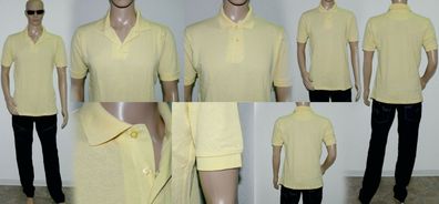 Dressmann Basic Pigue Zweiknopf Polo Hemd Shirt Regular Fit Kurzarm Gelb M