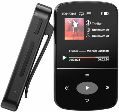 Bluetooth MP3 Player Clip-on mit 32 GB internem Speicher, erweiterbar auf 128 GB