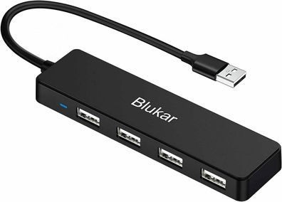 USB Hub 4 Ports USB 2.0 Ultra Slim mit 25 cm Kabel, für Windows, Linux, MacOS