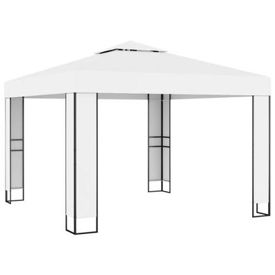 Pavillon mit Doppeldach 3 x 3 m Weiß