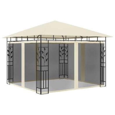 Pavillon mit Moskitonetz 3x3x2,73 m Creme 180 g/ m²