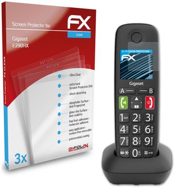 atFoliX 3x Schutzfolie kompatibel mit Gigaset E290HX Displayschutzfolie klar