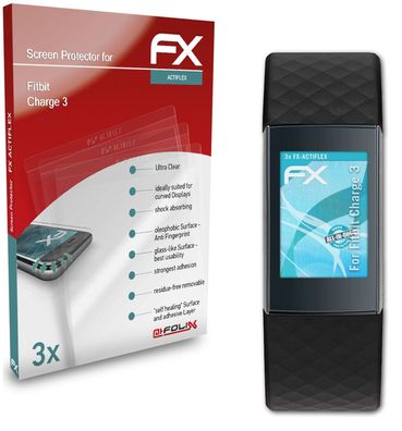atFoliX 3x Schutzfolie kompatibel mit Fitbit Charge 3 Folie klar&flexibel