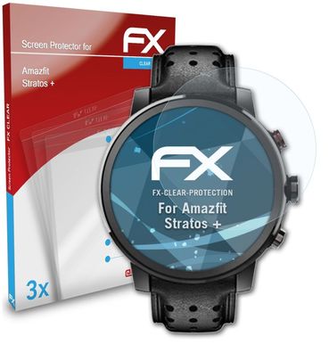 atFoliX 3x Schutzfolie kompatibel mit Amazfit Stratos + Displayschutzfolie klar