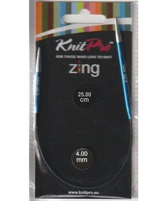 KnitPro Zing Alu Fixed Cirular Needle, Rundstricknadel, 25 cm / 4,0 mm