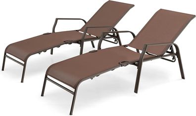 2er Set klappbare Sonnenliege Liegestuhl 150 kg belastbar, 192 x 52 x 36 cm für Pool