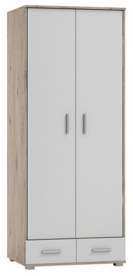 Drehtürenschrank / Kleiderschrank Kavieng 21, Farbe: Eiche / Weiß - Abmessungen: