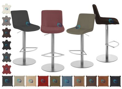 Mayer Barhocker 1387 Edelstahl, echtes Leder + Microfaser in Leder-Optik, bis 120 kg
