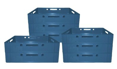 9 Stück Stapelbehälter Kiste lebensmittelecht E2 blau 60x4x20 cm neu Gastlando