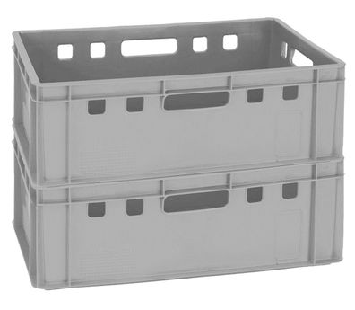 2 Transportkiste Autokiste Einkaufsbehälter Stapelbox 60x40x20 cm grau Gastlando