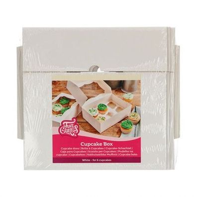 FunCakes Cupcake Box Weiß für 6 Cupcakes - 3Stk