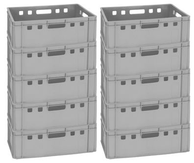 10 Lagerkiste Transportkiste Kiste Einkaufskiste Box 60x40x20 cm grau Gastlando