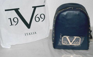 Versace VI20AI0025 Zainetto 19.69 Italia Damen Leder Rucksack Tasche Navy Gold