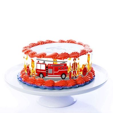 Tortenband Feuerwehr essbar - 4 Stück á 24cm x 5cm