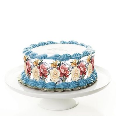 Tortenband Vintage Blumen essbar - 4 Stück á 24cm x 5cm
