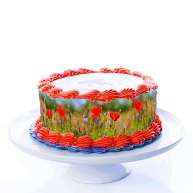 Tortenband Blumenwiese 3 essbar - 4 Stück á 24cmx5cm