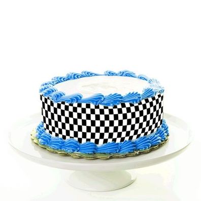 Tortenband Checkered Flag essbar - 4 Stück á 24cm x 5cm