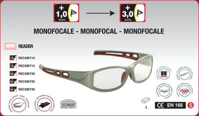 Dioptr. Arbeitsschutzbrille mit Sehstärke 1+ bis 3+ , EN166 UV400, Mit Halsband, Mic