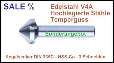 Kegelsenker DIN 335 C 90° Edelstahlsenker - Entgratsenker - Senker - Senkbohrer HSS-