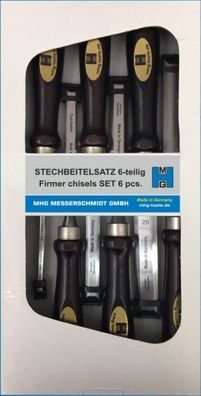 MHG Stechbeitelsatz im Karton 1A Profiware Tischler 6-26 mm Braunes Holz Heft