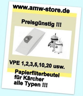 Staubbeutel Filterbeutel für Kärcher WD3000-3999 A.2200-2299 Alle Typen !!