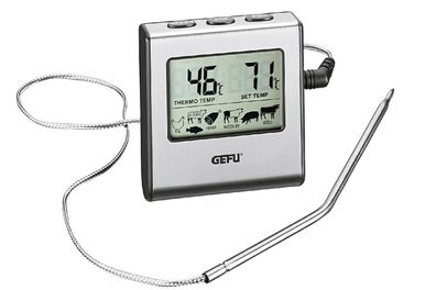 GEFU Bratenthermometer digital mit 1m Kabel Batterie Backofenthermometer