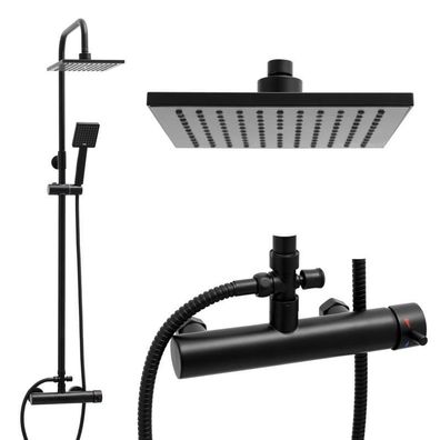 Duschpaneel - mit Regenbrause 20cm - und Handbrause - Schwarz