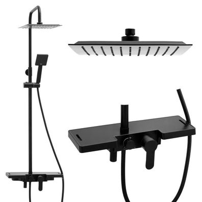 Duschset - mit Regenbrause 25 cm - Quadratisch - Schwarz