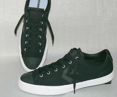 Converse 157761C STAR PLAYER OX Canvas Leder Schuhe Sneaker Boots 45 Black White