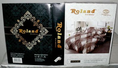 Roland 34617 Bettwäsche 200x220 4TLG. Bettdeckenbezug Set Ornament Gestreift N10