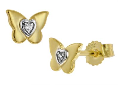 trendor Schmuck Ohrringe für Mädchen Gold 333 (8 Kt) Schmetterling Ohrstecker 41198