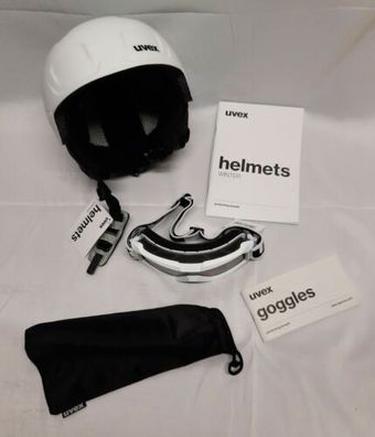 uvex Heyya Pro Set Skihelm & Skibrille, white-black, 51-55 cm (Gr. 51-55cm)