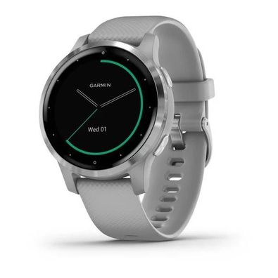 Garmin vivoactive 4S GPS-Multisport-Smartwatch hellgraues Silikonarmband