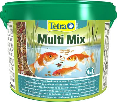 Tetra Pond Multi Mix Fischfutter Hauptfutter Sticks Flocken 10 Liter Eimer
