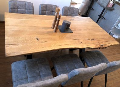 Tischplatte Küchentisch Esstisch Wohnzimmertisch Eiche massiv, geölt, Baumkante