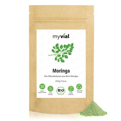 myvial® Bio Moringa Pulver 250g - feines Pulver aus Moringa Oleifera Blätter